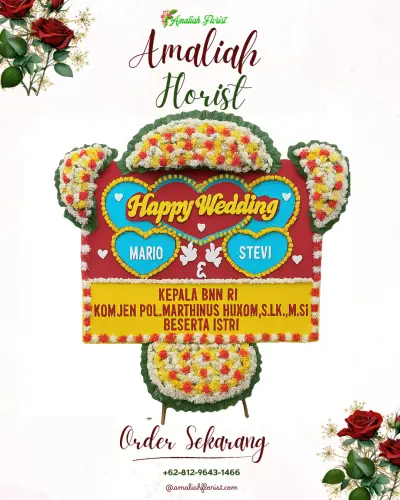 Karangan Papan Bunga Pernikahan di Kalijoyo